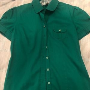 Green short sleeve blouse